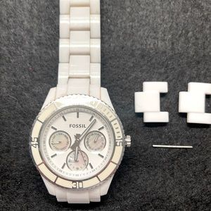 White Fossil watch